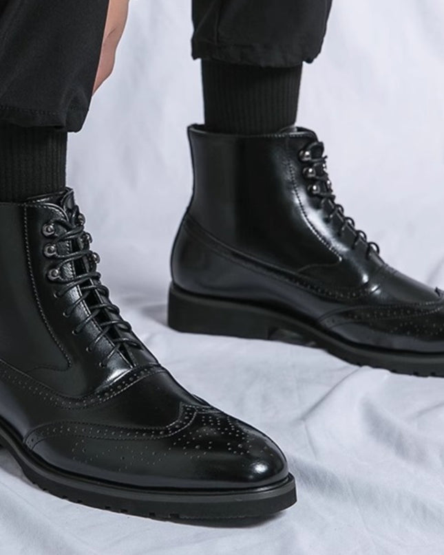 Mens Fashion Thick Sole Mid Top Work Shoes