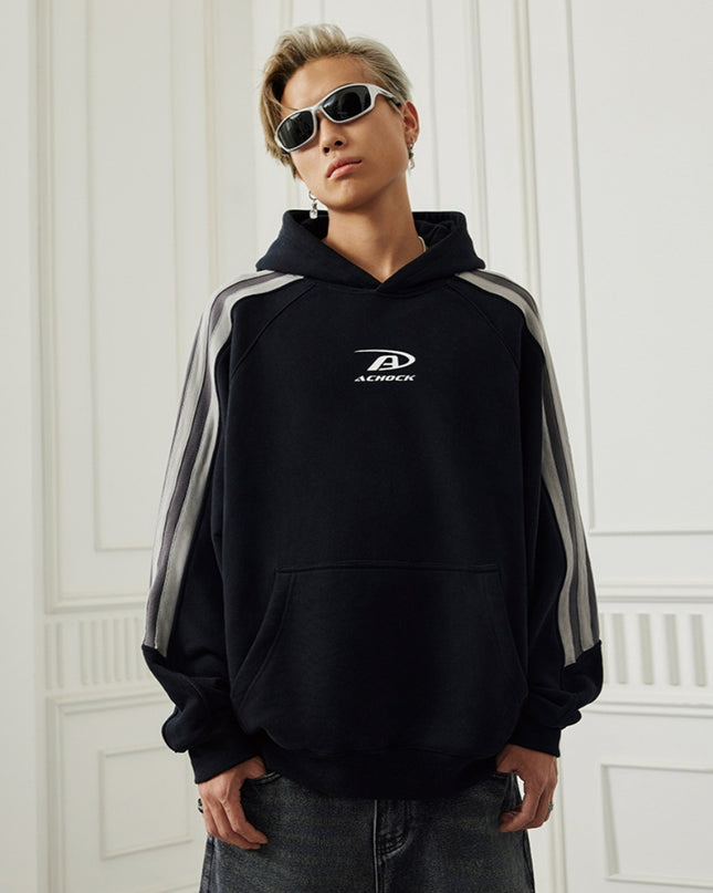 Ins American Stitching Thickening Hooded Autumn Winter Sweater