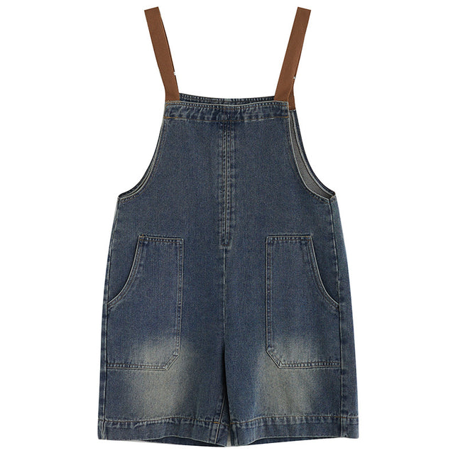 Art Loose-fitting Versatile Plus Size Shoulder Strap Jeans