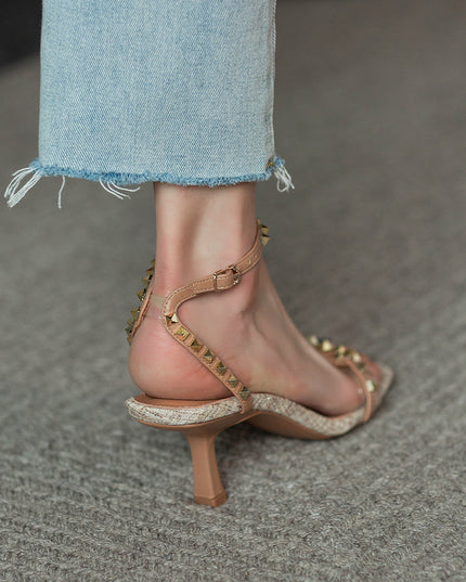 Women's All-match Stiletto Rivet High-heeled Sandals
