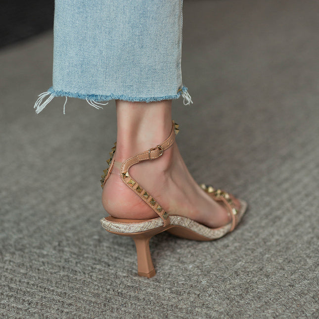 Women's All-match Stiletto Rivet High-heeled Sandals