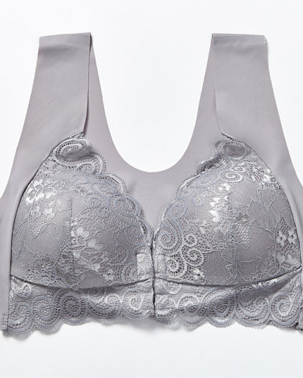 Comfortable Plus Size Backless Bra Lace Push Up Front Closure Bra