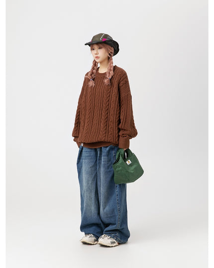 Japanese-style Retro Brocade Same Round Neck Sweater