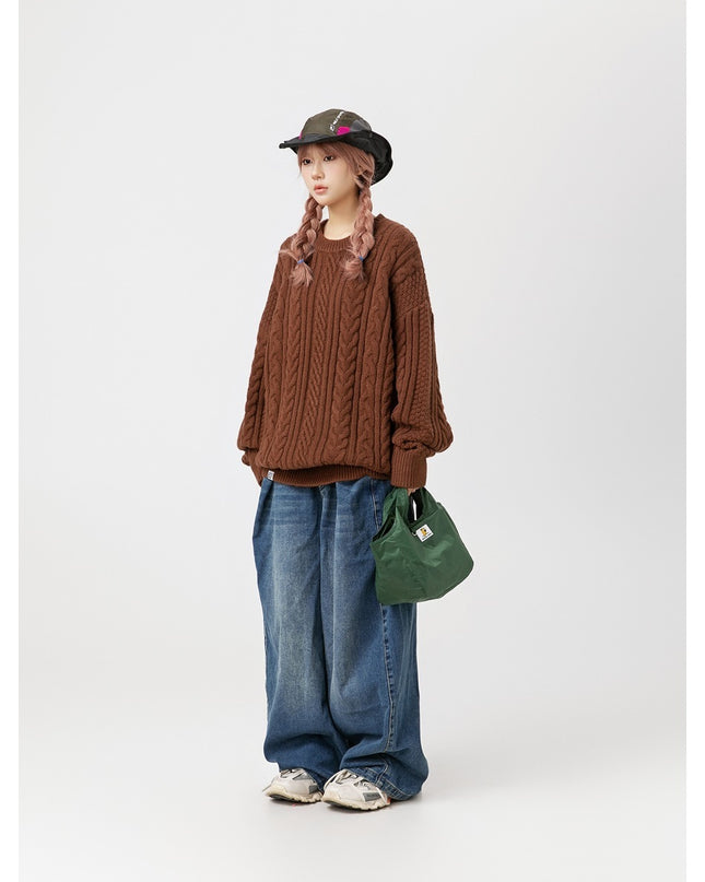 Japanese-style Retro Brocade Same Round Neck Sweater
