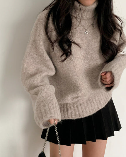 Retro Turtleneck Warm Pullover Bottoming Sweater Loose Outer Wear