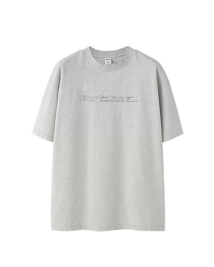 Worn Washed Embroidered T-shirt American Retro