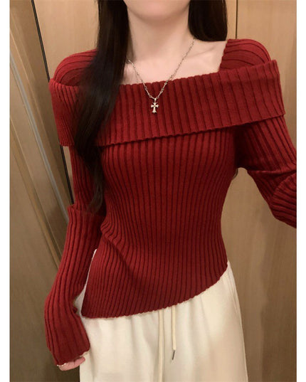 Irregular Off-shoulder Sweater For Women Autumn And Winter