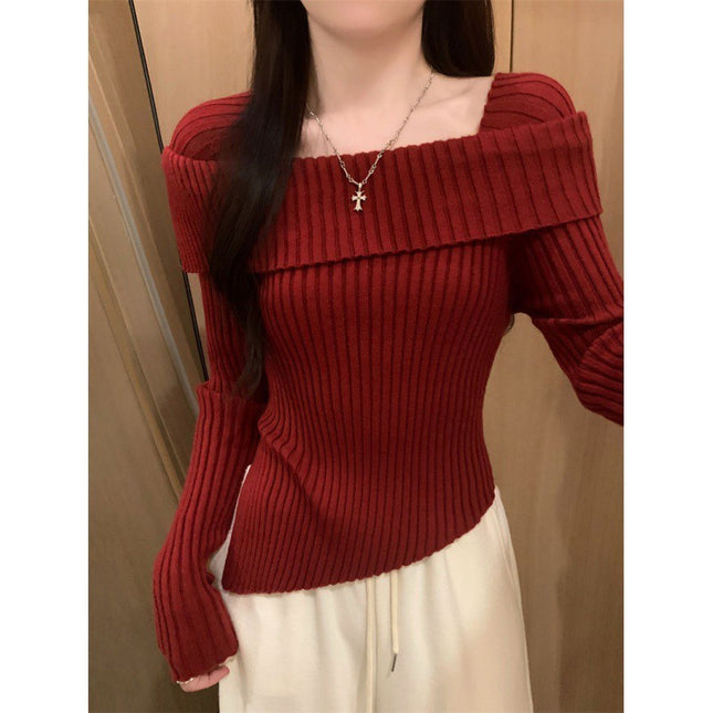 Irregular Off-shoulder Sweater For Women Autumn And Winter