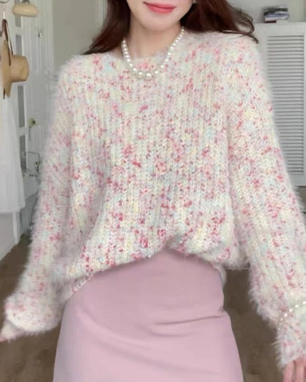 Autumn And Winter Rainbow Soft Glutinous Milk Top Gentle Colorful Point Loose Sweater