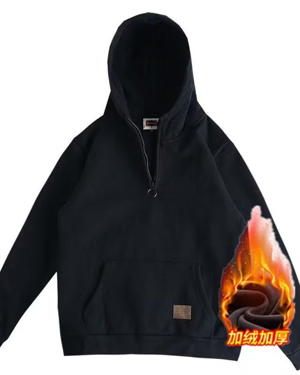 Half Open Collar Hooded Men's Sweater