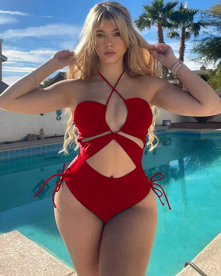 Swimsuit Women's Siamese Triangle Pure Color Bikini Swimsuit