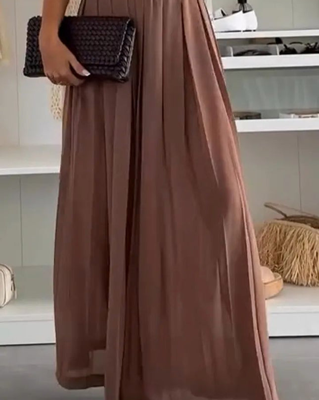Women's Solid Color Casual Loose Pleated Skirt