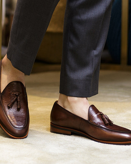 British Top Layer Cowhide One-step Men's Business Casual Loafers