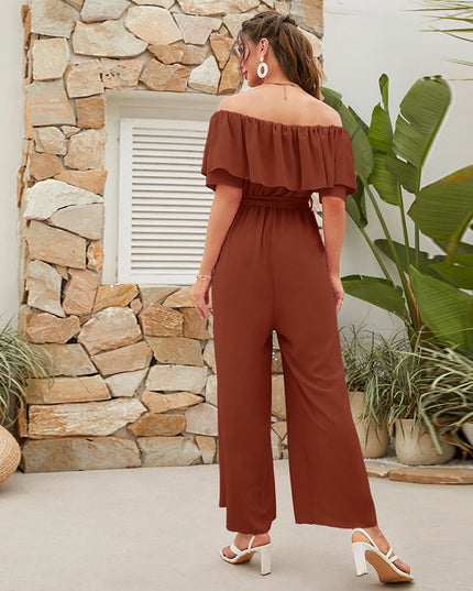 Women's Lace-up Cropped Short-sleeved Wide-leg Pants