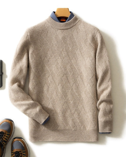 Thick Round Neck Men's Cashmere Sweater