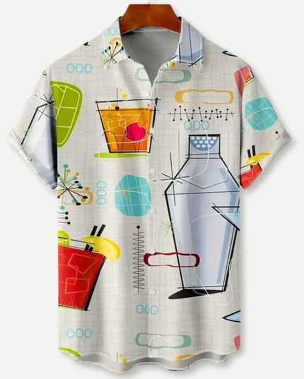 Hawaiian Printing Lapel Short Sleeve Shirt