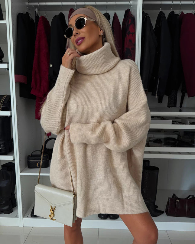 Women's Turtleneck Long Sleeve Knitted Long Sweater