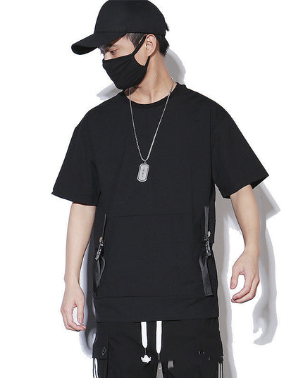 Stitching Tooling Style Short-sleeved Men's Loose Pocket T-shirt