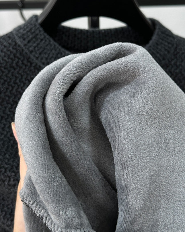 Winter Men's Thermal Round-neck Velvet Padded Sweater