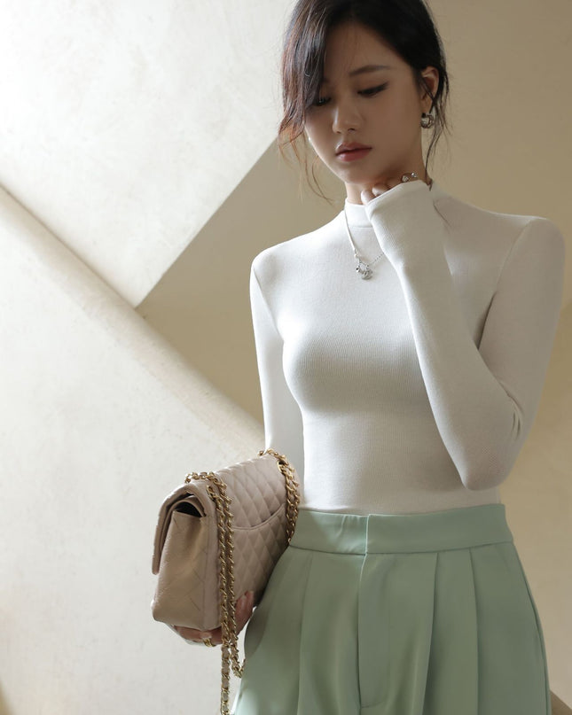 Slim Look Inside Half High Collar Base T Shirt