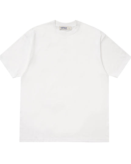 Small Collar Heavy Bottoming Shirt American High Street Solid Color Round Neck Short Sleeves