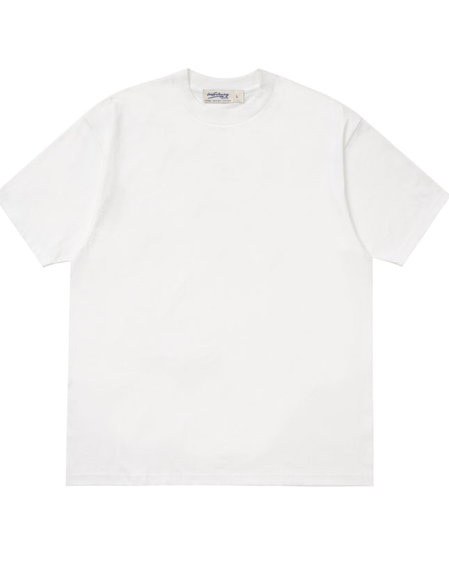 Small Collar Heavy Bottoming Shirt American High Street Solid Color Round Neck Short Sleeves
