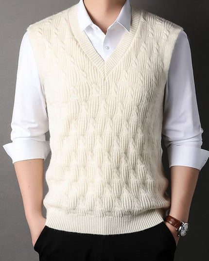 Woolen Vest Men's Twisted Loose Middle-aged Knitted Dad Vest Base Sleeveless Shirt Wholesale