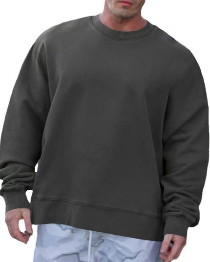 Round Neck Sweater Fleece Light Board Solid Color Pullover