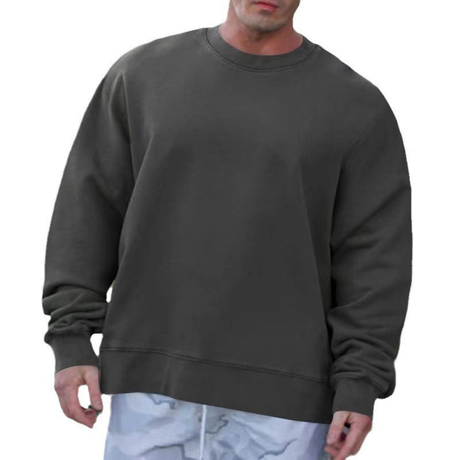 Round Neck Sweater Fleece Light Board Solid Color Pullover