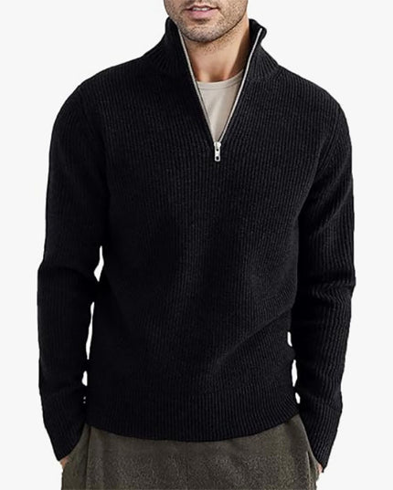 Men's Thickened Half-height Zip Collar Warm Sweater Coat