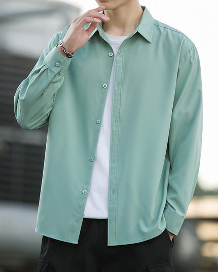 Men's Ice Silk Drape Long Sleeved Loose Casual Shirt