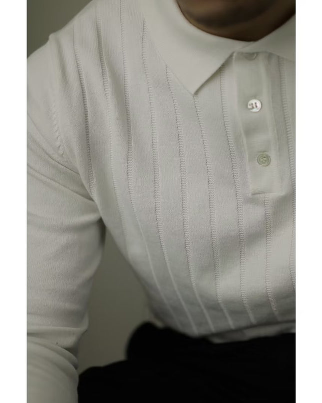 American Retro Heavy Lapel Long Sleeve Polo Shirt Casual Sweater