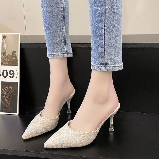 High Heels Women's Stiletto Toe Box Half Slippers