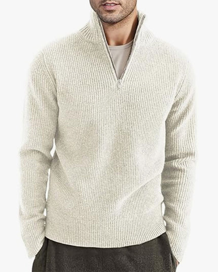 Men's Thickened Half-height Zip Collar Warm Sweater Coat
