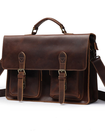 Top Cowhide Leather Computer Bag | Crossbody Business Handbag, Genuine Leather