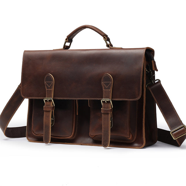 Top Cowhide Leather Computer Bag | Crossbody Business Handbag, Genuine Leather