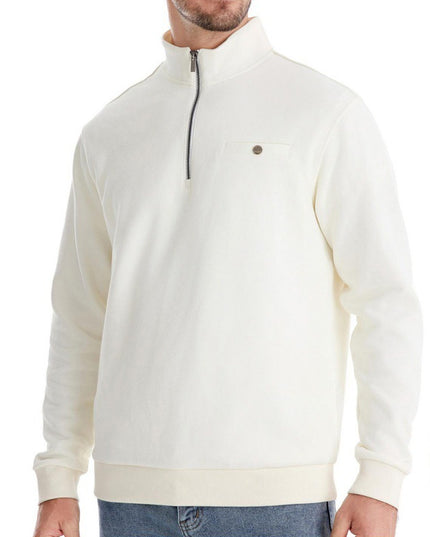 Half Zipper Sweater Casual Solid Color Pocket Decoration Basic Style