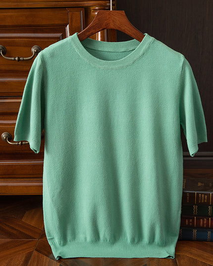 Men's Short-sleeved T-shirt Korean-style Trendy Round Neck Half-sleeve Sweater