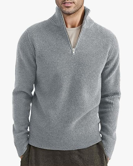 Men's Thickened Half-height Zip Collar Warm Sweater Coat