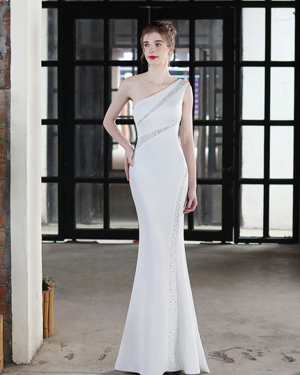 Toast Dress Bride Long One-shoulder Thank You Banquet Slim Fishtail Skirt