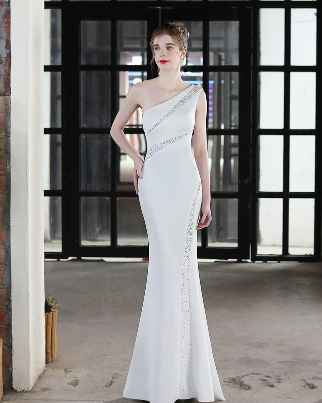 Toast Dress Bride Long One-shoulder Thank You Banquet Slim Fishtail Skirt