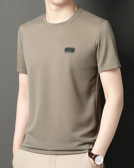 Ice Silk Men's Jacquard Half Sleeve Bottoming Shirt