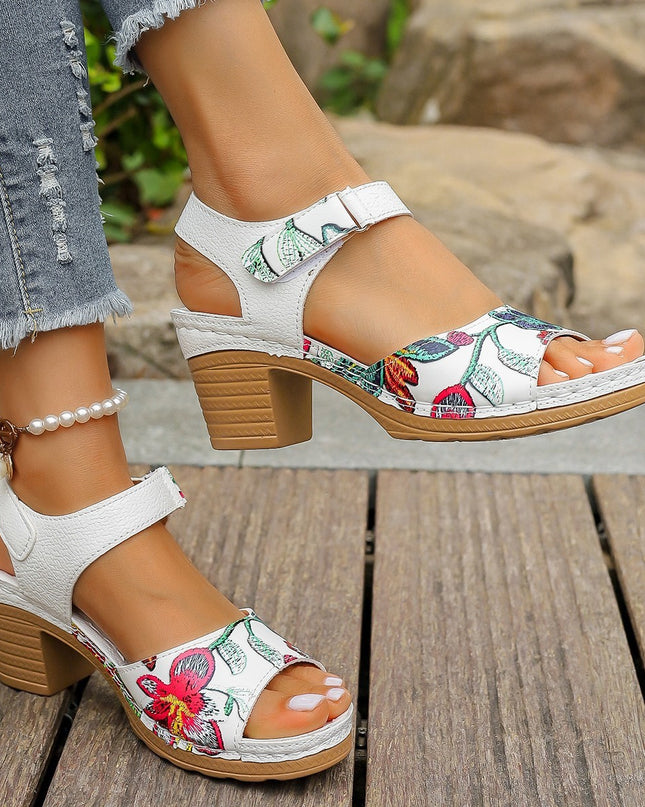 High Heel Sandals Velcro Buckle Casual Sandals For Women
