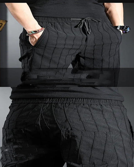 Korean Style Trendy Striped Trousers With Slim Feet