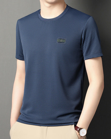 Ice Silk Men's Jacquard Half Sleeve Bottoming Shirt