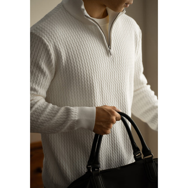 Men’s Turtleneck Zipper Sweater – Thick Long Sleeve Winter Knit Coat