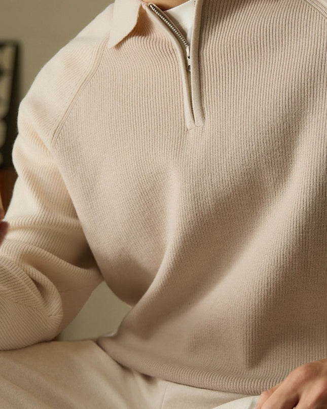 American Casual Half-height Zip Polo Sweater