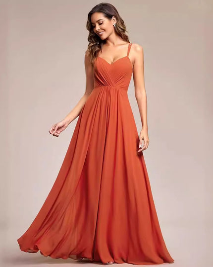 Sling Banquet Temperament Long Pleating Dress