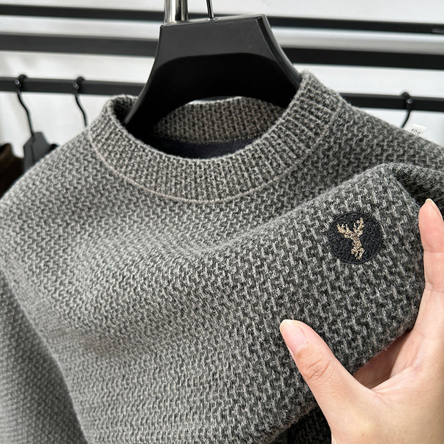 Winter Men's Thermal Round-neck Velvet Padded Sweater
