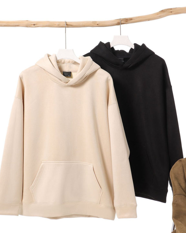 Suede No Hat Rope Hooded Sweater For Men